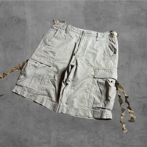 Vintage GAP 1969 Mens Cargo Shorts Khaki Utility Pockets Belted